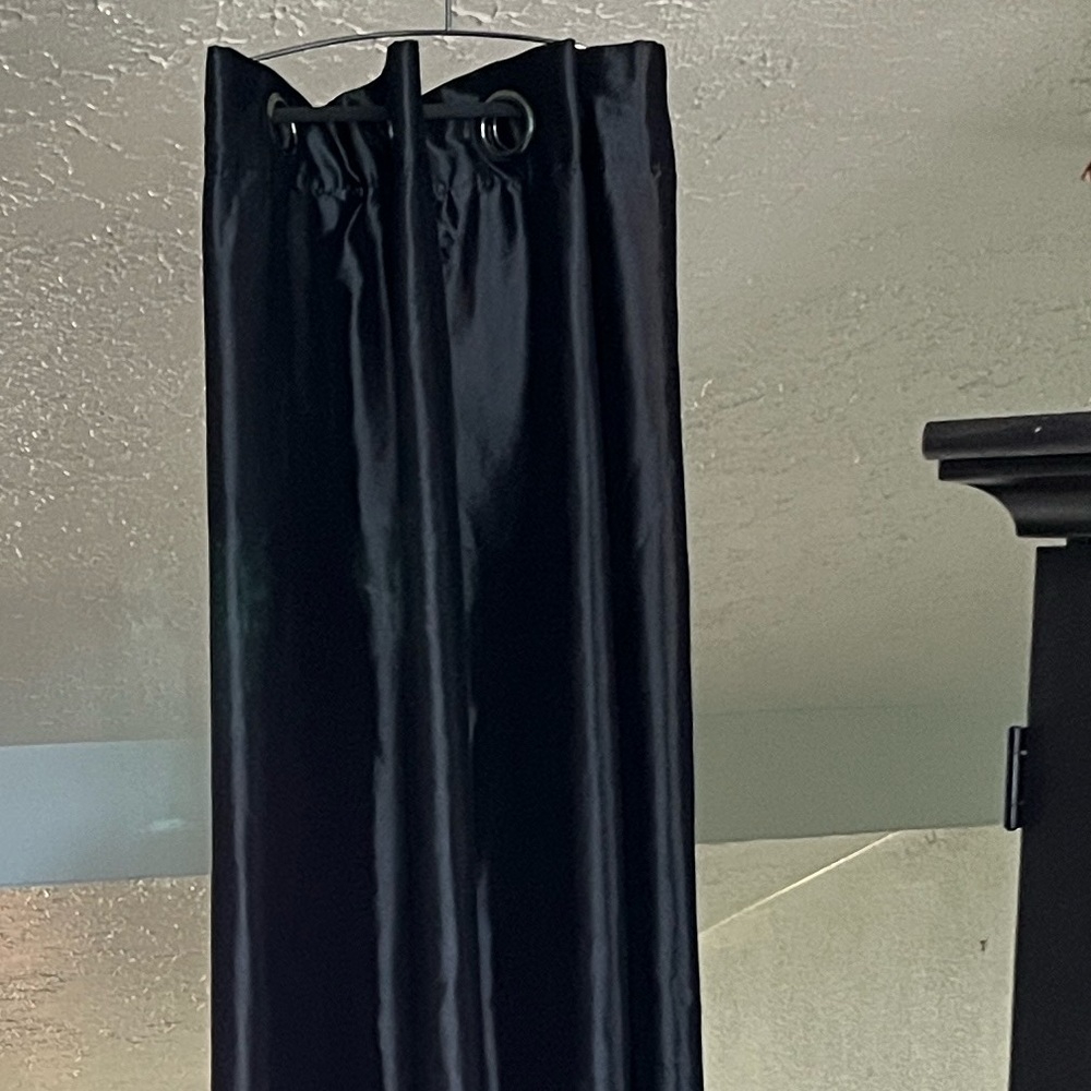 Deep forest green Grommet Curtain Panel. One panel 52”x72” with white lining.